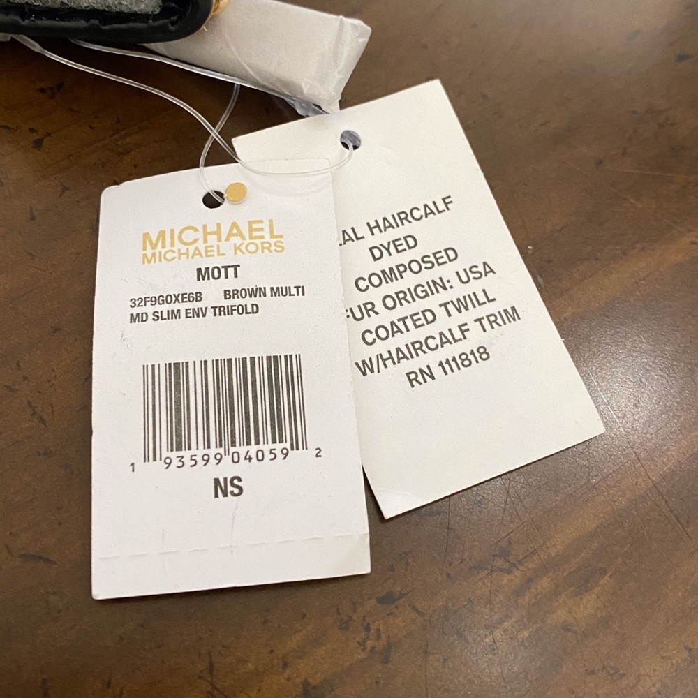 NEW MICHAEL KORS MOTT BROWN MULTI MD SLIM ENV TRIFOLD 20 pieces - Picture 2 of 9